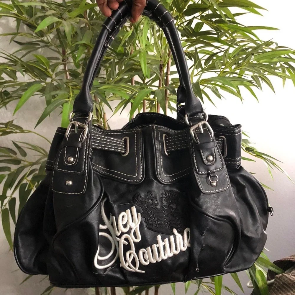 Vintage Y2K 2000s Juicy Couture Black Daydreamer Shoulder Hand Bag Purse Satchel - Picture 1 of 7